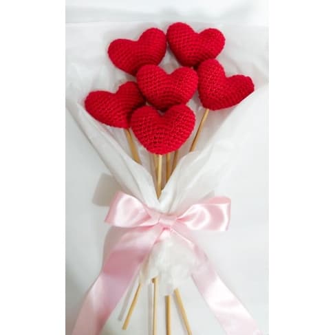 Buquê de corações crochê para noivas/damas/namoradas/bodas/presente