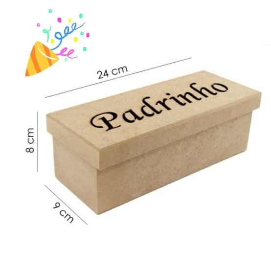Caixa, caixinha, lembrancinha, Padrinho MDF madeira 24x9x8 cm