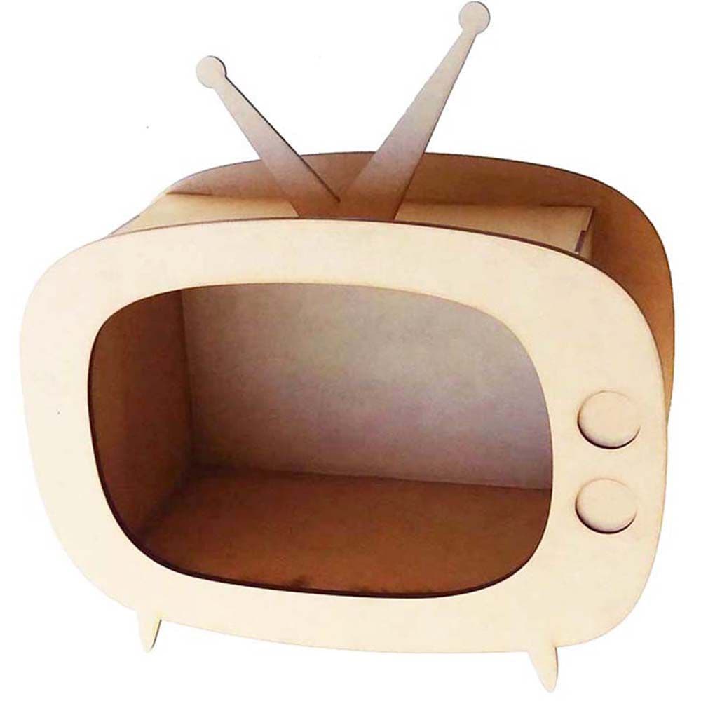 Nicho decoração festa Televisão retro antiga mdf cru TV 37 cm decoração festa cinema vintage