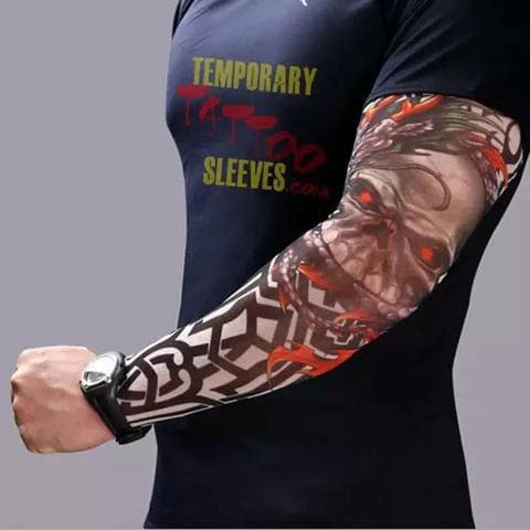 2 Pares De Manguito Tatuado Braço Cilcista Motoboy Top Proteção na Alma  Estampado Com Arte Realista