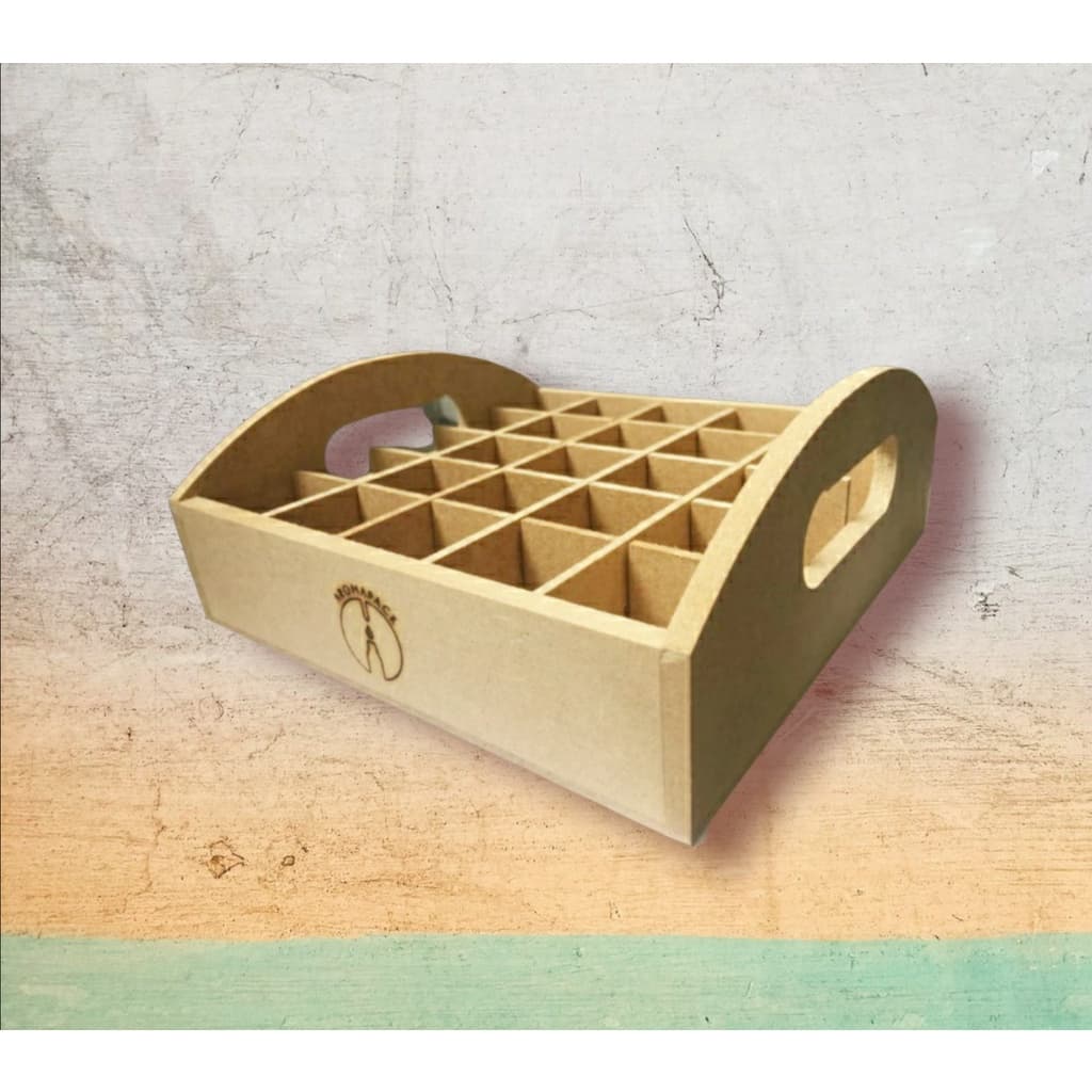 Bandeja porta óleo em mdf 5mm - 25 posições 3x3 (frascos 5 a 15ml)