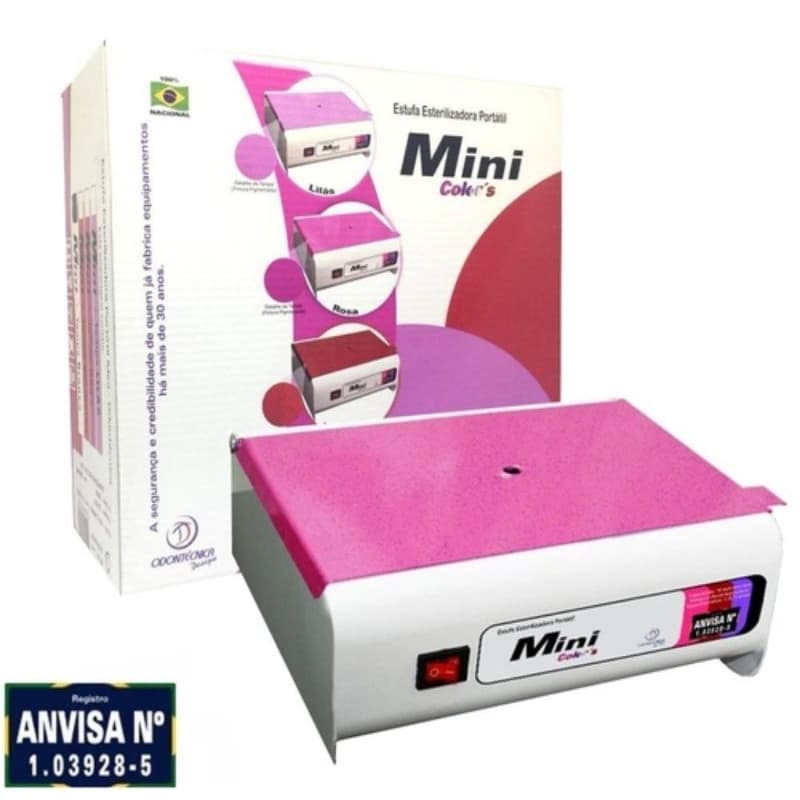 Estufa Esterilizadora Mini Color's Bivolt com Estojo e Pinça Odontécnica