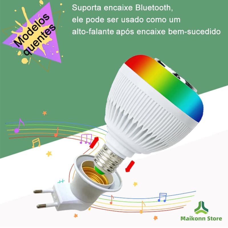 Alto-falante com luz de LED Bluetooth c controle Rgb 12w 12 cores 4 modos