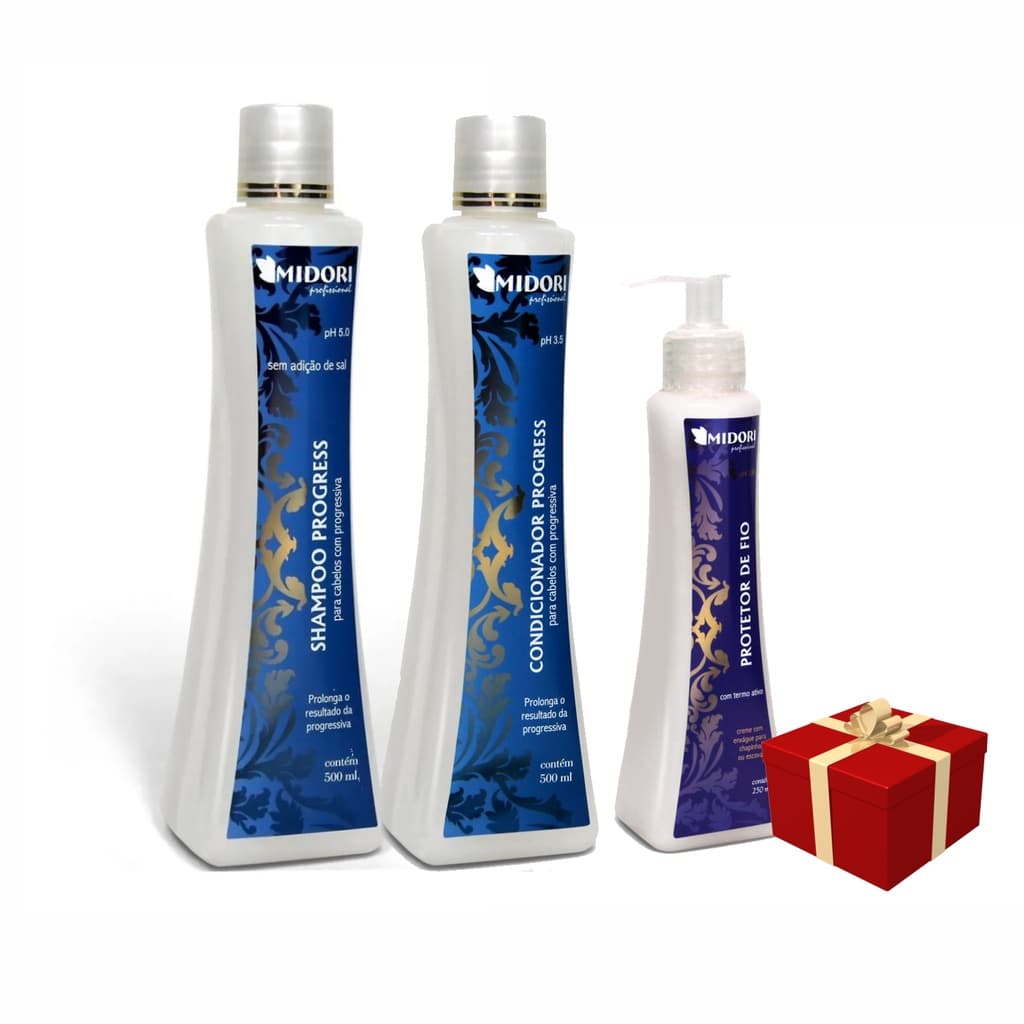 Kit Progress Shampoo e Condicionador e Protetor Fios Midori
