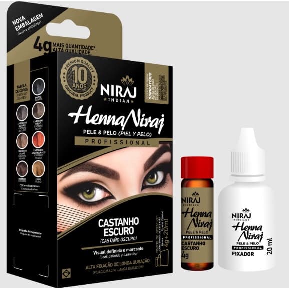 Kit Henna Niraj 4g + 20ml Castanho Escuro