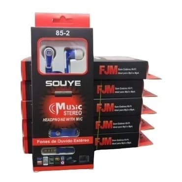 Fones Para Celular Com Microfone Souye 852-M Combo 10 Fones de ouvido Estéreo Pc, tablet, mp3/mp4