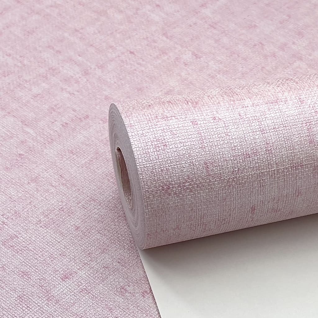 Papel de Parede Vinílico Importado Alto Relevo Rolo 10m x 53cm + Cola Especial Grátis - Modelo 981407 - Linho Rosa
