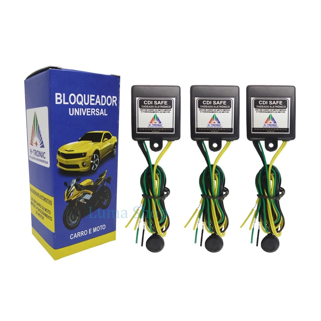 Kit 3 Bloqueador Veicular Automotivo Antifurto Carro Moto 12v
