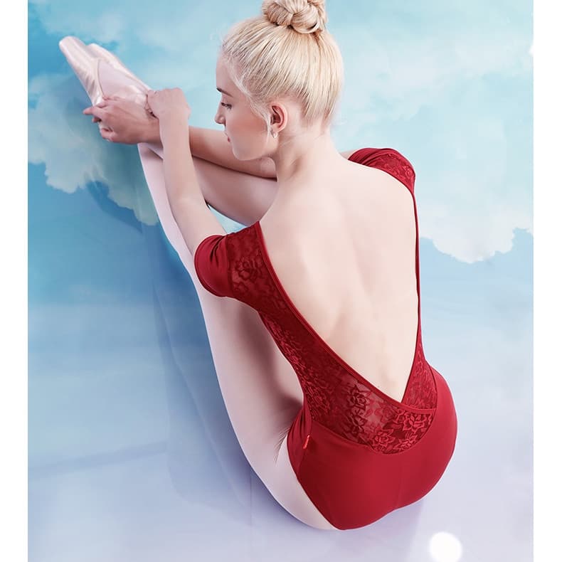 Mulheres Rendas Algodão Ballet Collant Sem Costas Dança Wear Menina Adulto Ginástica Bodysuit