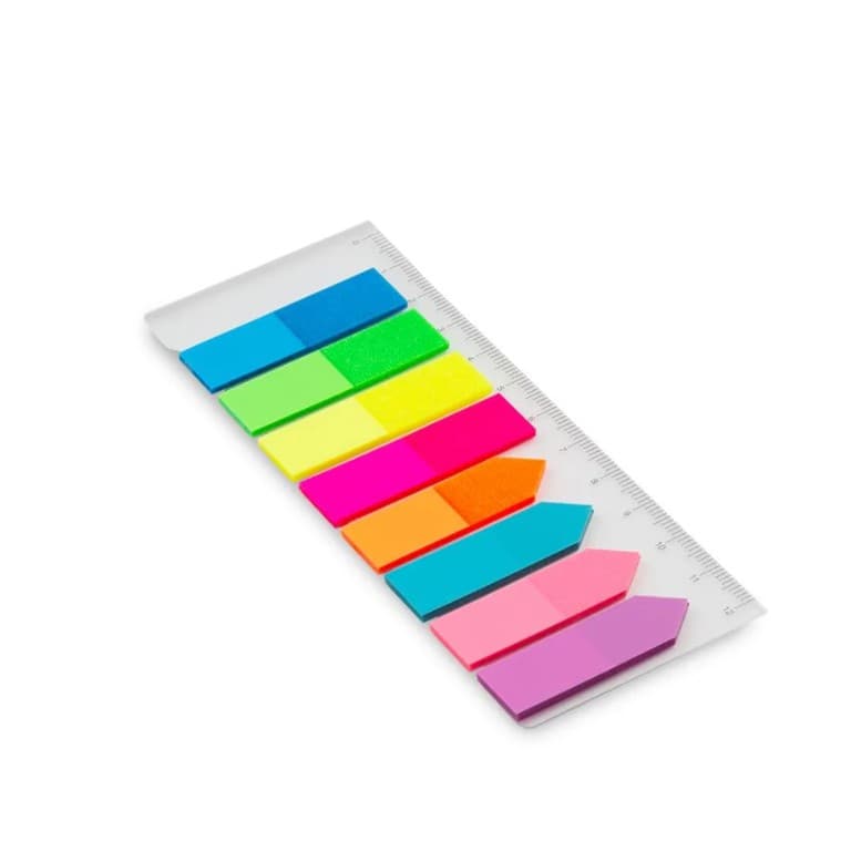 Marcador De Página Maxprint 8 Cores Sortidas Neon Com Régua 45mm x 12mm 200 Folhas