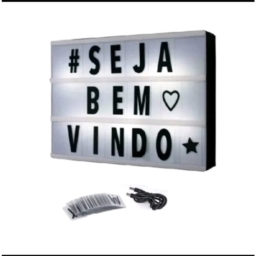 Luminaria Cinema Light Box A4 + Numeros e icones 96letras