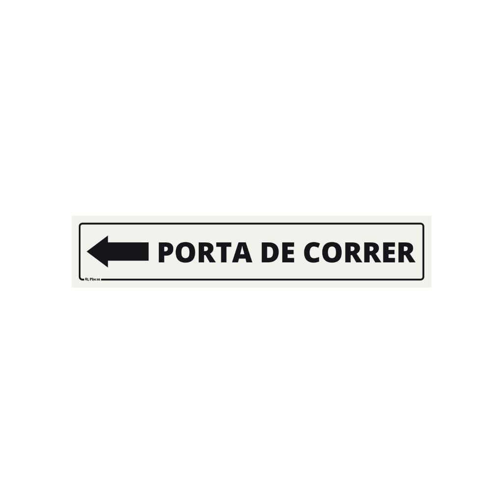 Placa de Sinalização Porta De Correr Seta Esquerda 25x5