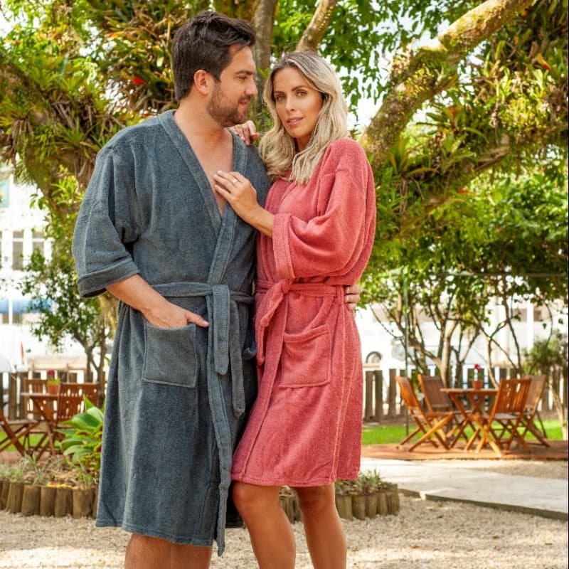 Roupão Microfibra Kimono Masculino e Feminino Adulto Inverno180g/m²