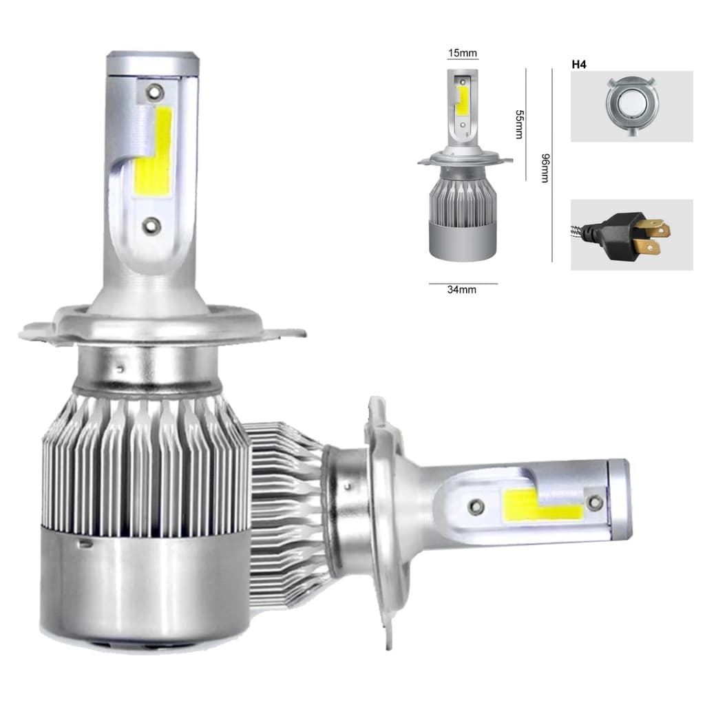 Kit Par Super Led 20000 lumes  H1 H3 H4 H11 Hb4 Hb3 H7 6500k Xenom