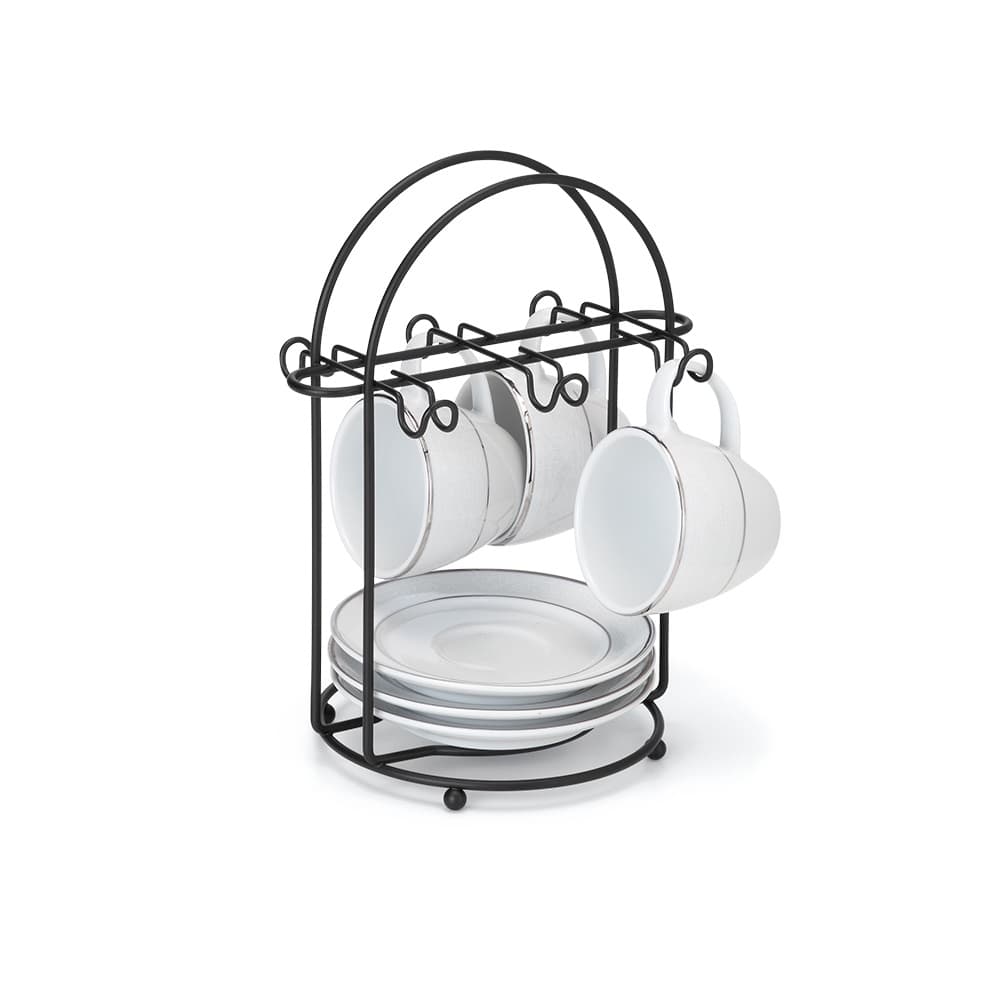 Suporte para Xícaras de Café e Pires Aço Preto Cozinha Arthi 2463 Promoção