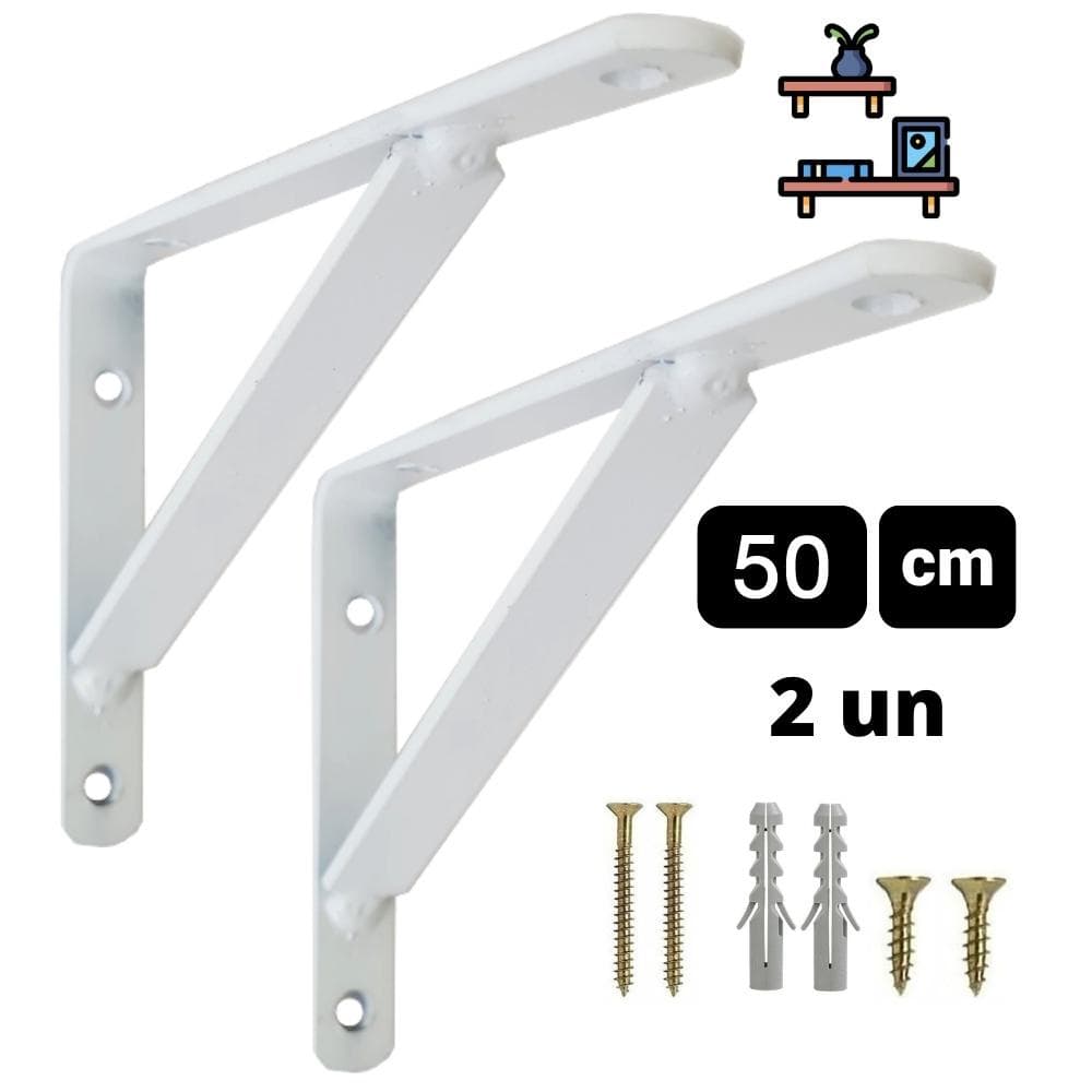 Mão Francesa 50 cm Reforçada - 2 un Suporte para Prateleira