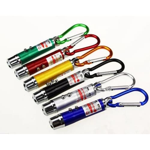 02 PEÇAS Laser Pointer Vermelho 3 Em 1 Chaveiro Lanterna Gato Brincar