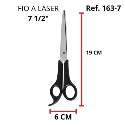 Tesoura Cabelo Fio A Laser 7" Flex 163-7 Mundial  Corte Preciso Afiada Aço inoxidável 19cm