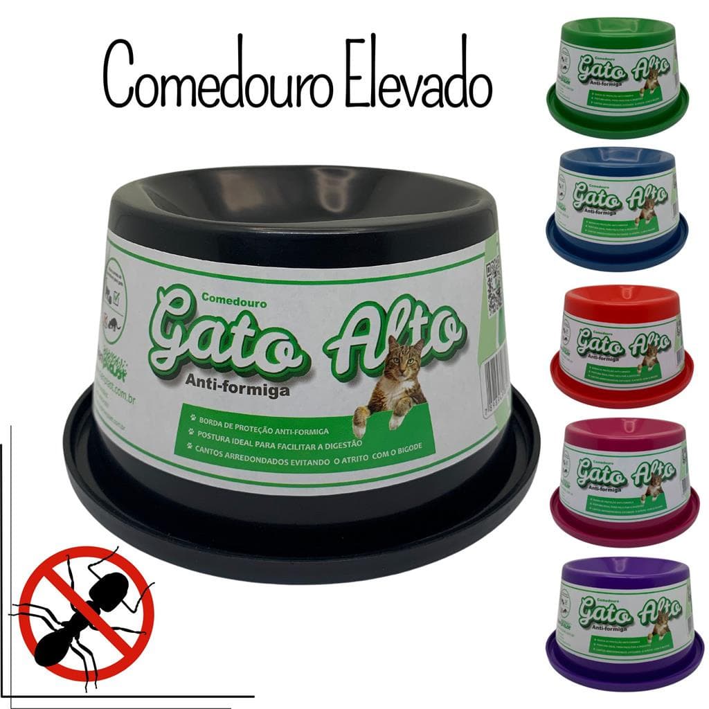 Comedouro Bebedouro Elevado Alto Ergonomico Gatos Pets