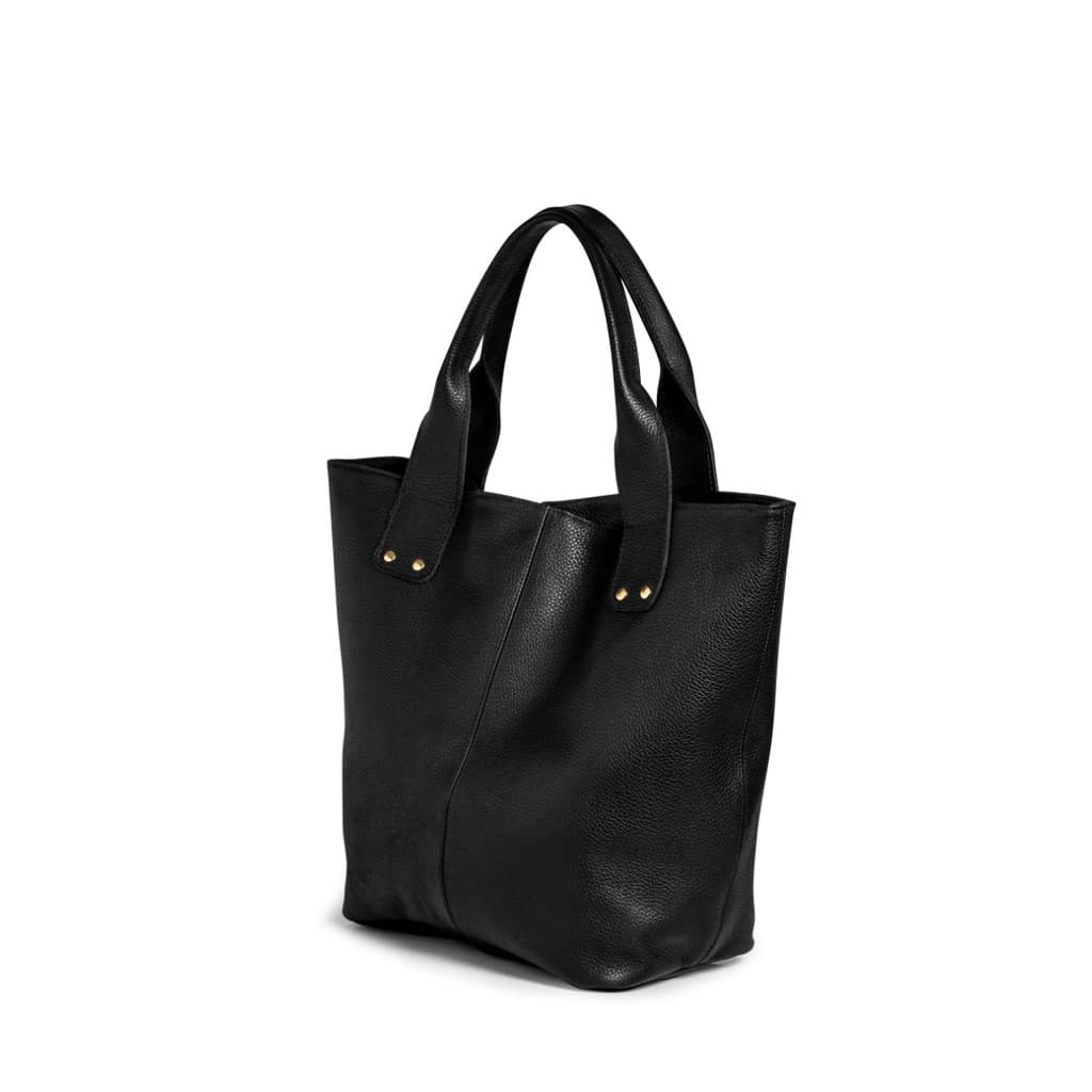Bolsa Sacola Preta de Couro Cla-Cle