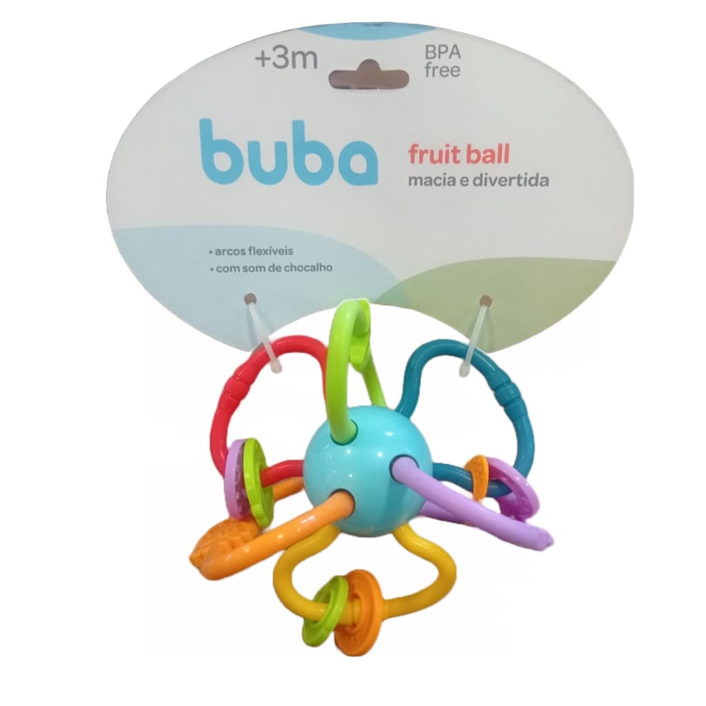 Chocalho Mordedor Bebê Fruit Ball Buba Sensorial com Textura Brinquedo para Bebê 3 Meses 15298