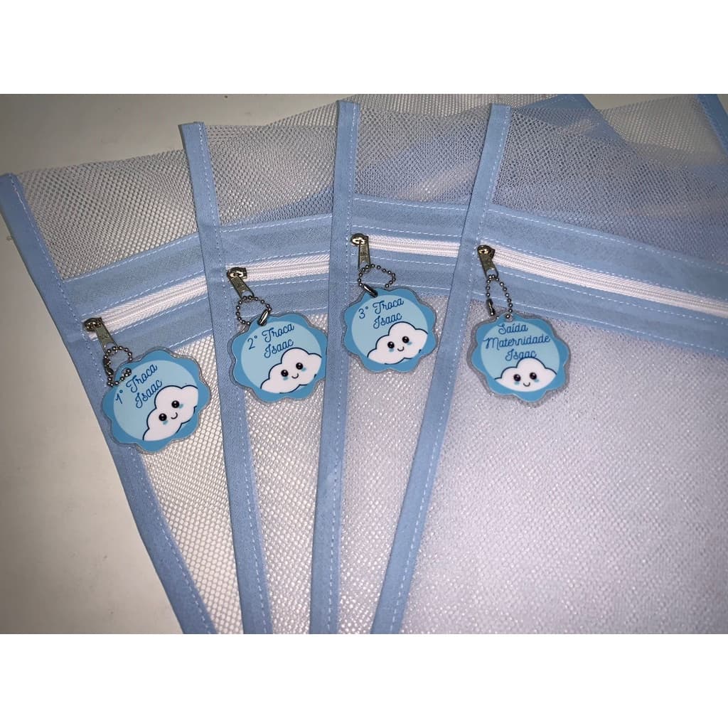 kit 4 saquinhos maternidade PERSONALIZADO COM NOME, organizador de roupa para bebe com zíper roupa limpa