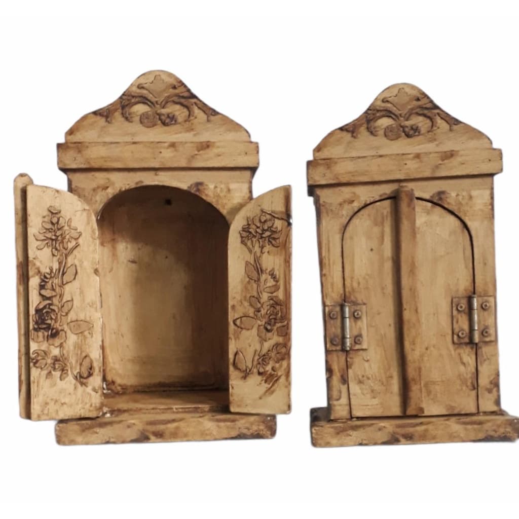 Capela Rustica Madeira Envelhecida P/ Imagem De Até 15cm