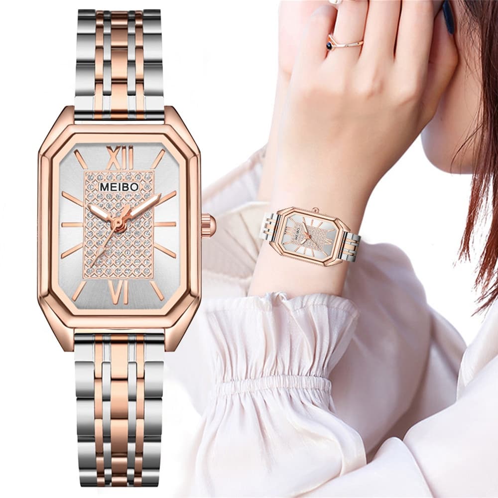 Fashion Rhinestone Women Watch Stainless Steel Quartz Wrist Watch