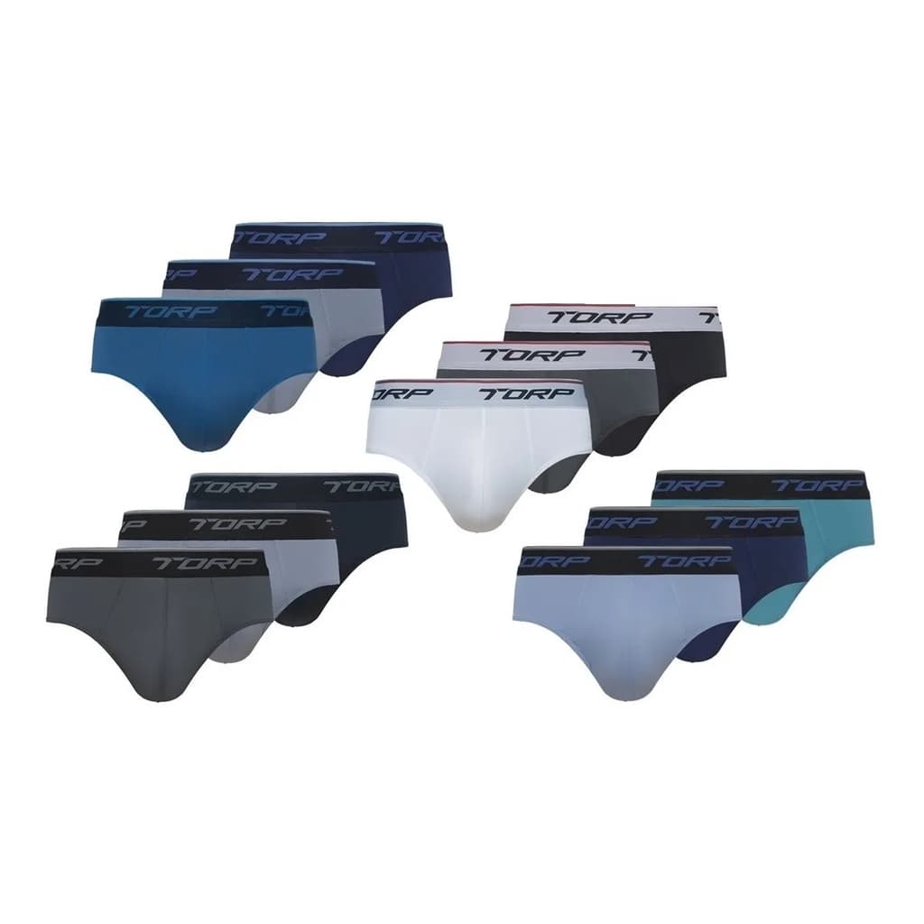 Cueca Torp 7015 Slip Microfibra Cores Kit Com 12 Cuecas