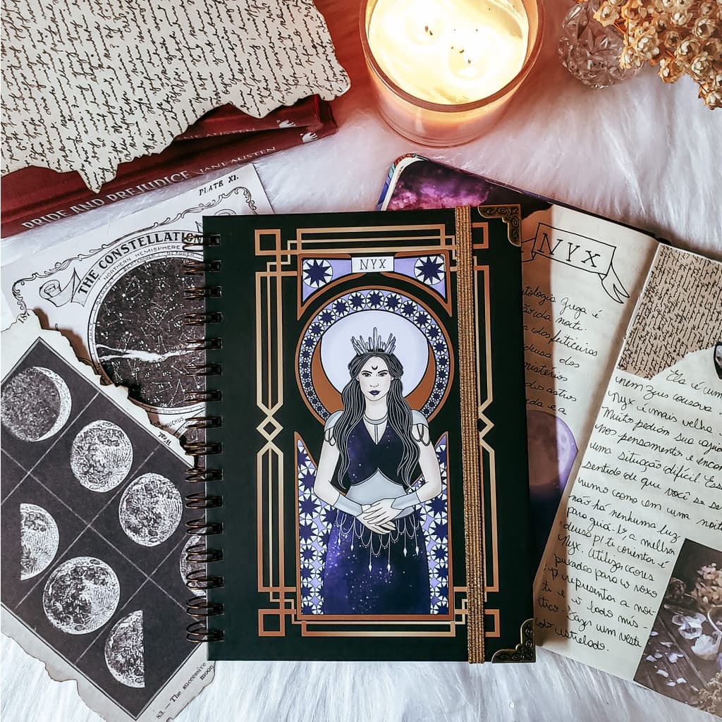 Caderno A5 Artesanal 80 folhas - Nyx