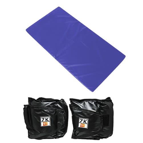 Kit Colchonete Azul + Par de Caneleira Tornozeleira De Peso 7kgs Profissional