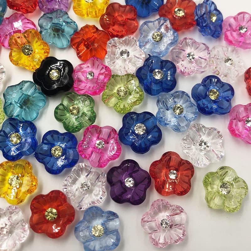 50 Peças mix Flor Botões Acrílicos Camisa De Cristal De Strass Para Costura Artesanato Acessórios Decorativos PM06