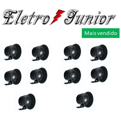 kit 10 Sirene12V Preta 110dB PARA USO CENTRAIS ALAMES - CERCAS- AUTOMOVEIAS E MOTOS