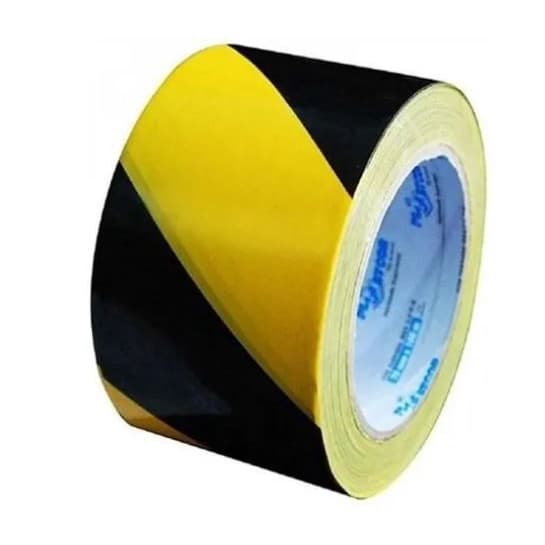 Fita Zebrada Preta/Amarelo Sinalização 70mm X 200m