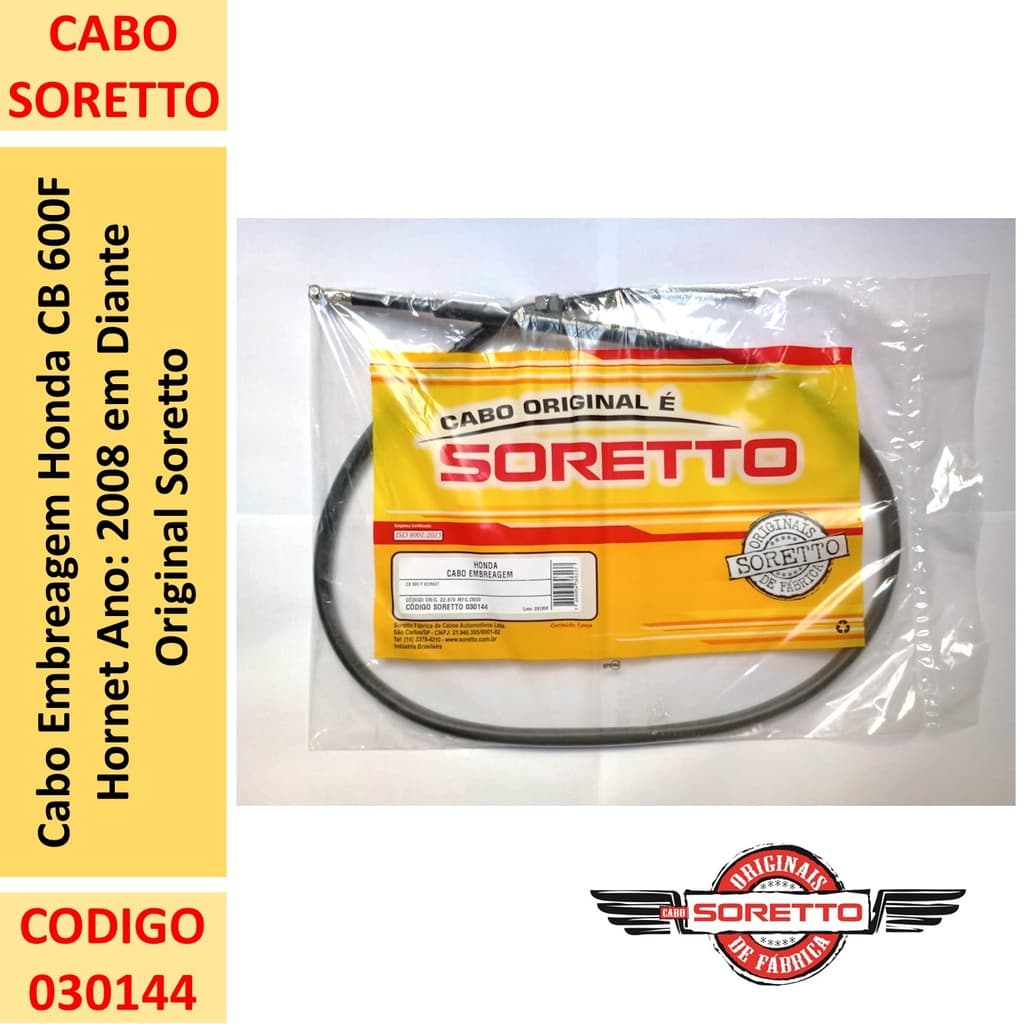 Cabo Embreagem Honda Cb 600f Hornet Ano 2008 a 2014 Original Soretto