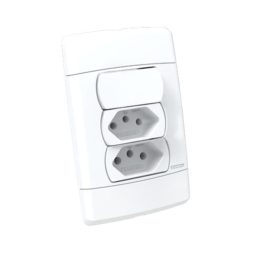 Cj INTERRUPTOR PARALELO + 2 TOMADA 20A 4x2 - Enerbras Neo Sottile Branco
