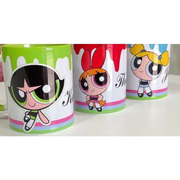 Caneca xícara de Porcelana Personalizada Meninas Super Poderosas com Nome