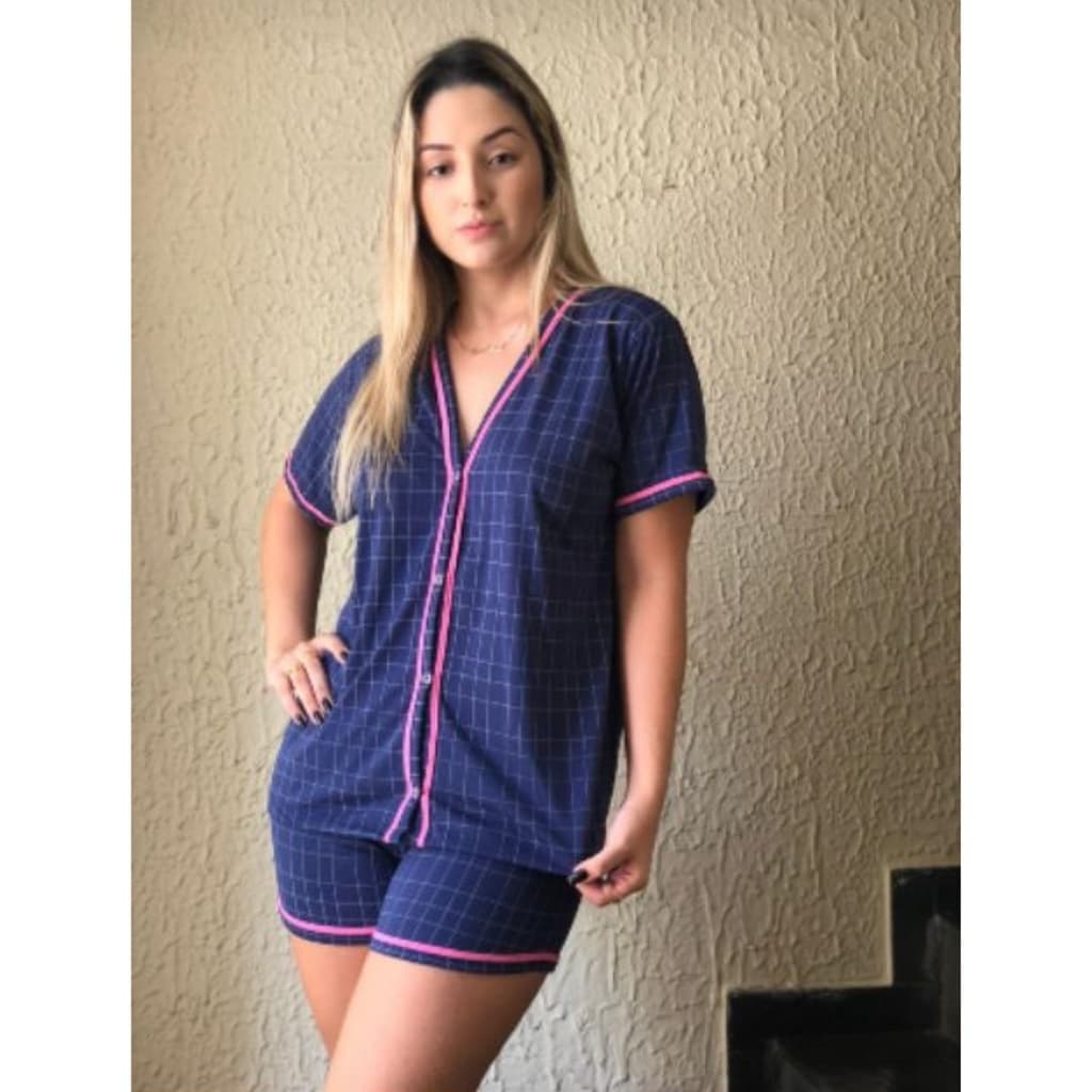 Pijama Americano, baby doll, pijama Blogueirinha, aberto com botões,  para amamentar e pós cirúrgico