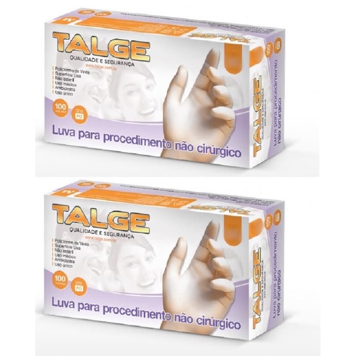 Kit Luva De Vinil Talge Sem Pó M 200 Unidades