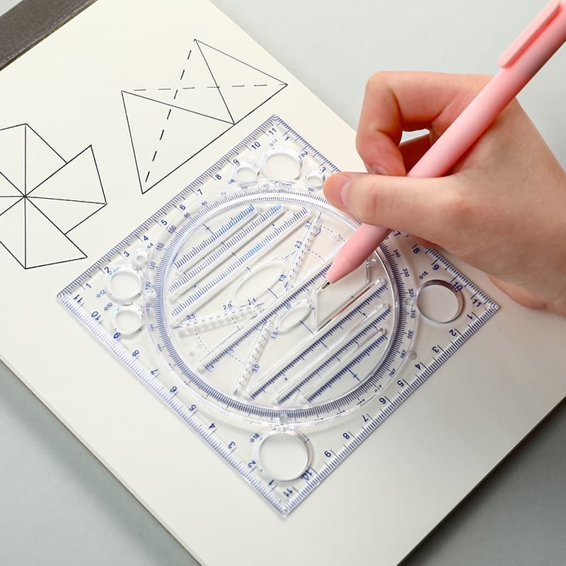 Desenhar régua Régua de aprendizagem Definir Transferidor giratória Super régua Rolling Ruler