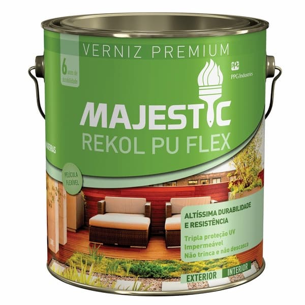 Verniz Premium Majestic Rekol PU Flex Ipê 3,6lts Brilhante