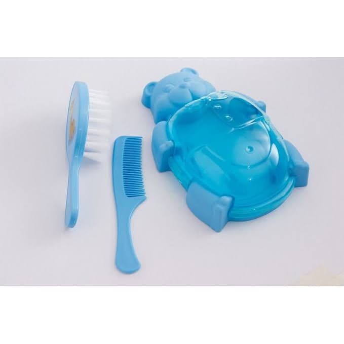 Kit Escova Lully + Pente + Saboneteira Higiene Cuidados Bebê Bichos