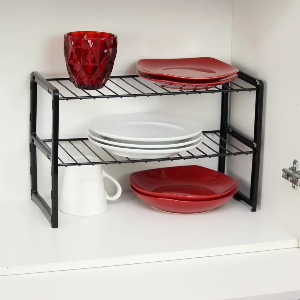 Organizador Rack Grande Preto 3 Níveis Prateleira Armário Cozinha