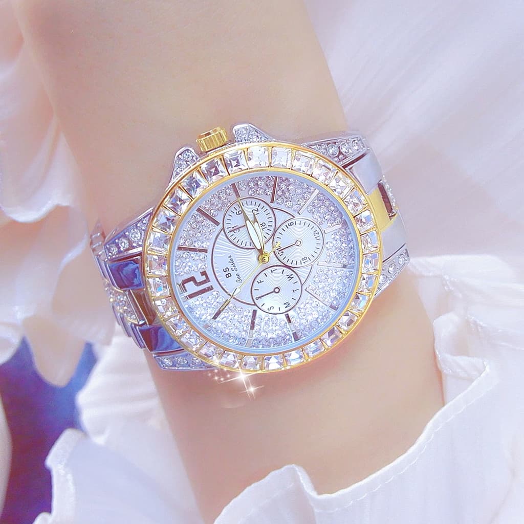 relógio feminino a prova d água, relogio relógios femininos,relógios femininos lindos , relogio feminino de luxo Bs Bee Sister Ladies Diamond Watch Women Luxury Fashion Quartz Relógio De Pulso , Elegante Luxuoso Impermeável Quartzo Para Senhoras