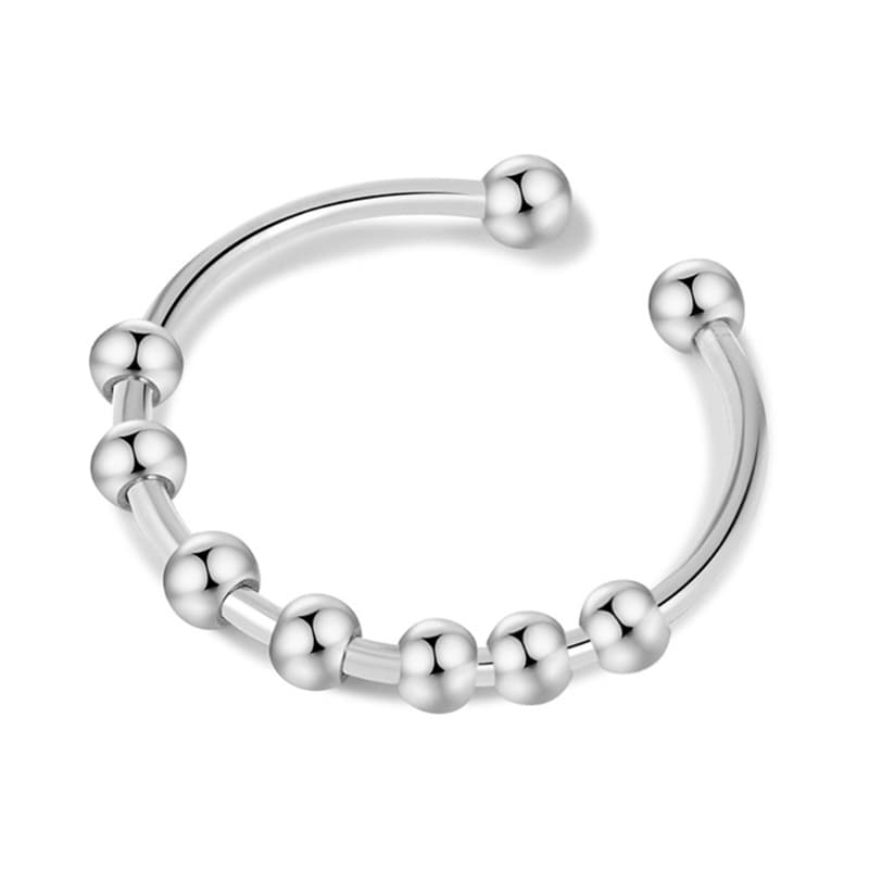 AUTU Ansiedade Anel Prata Aliviar Worry Beads Meditação Ajustável