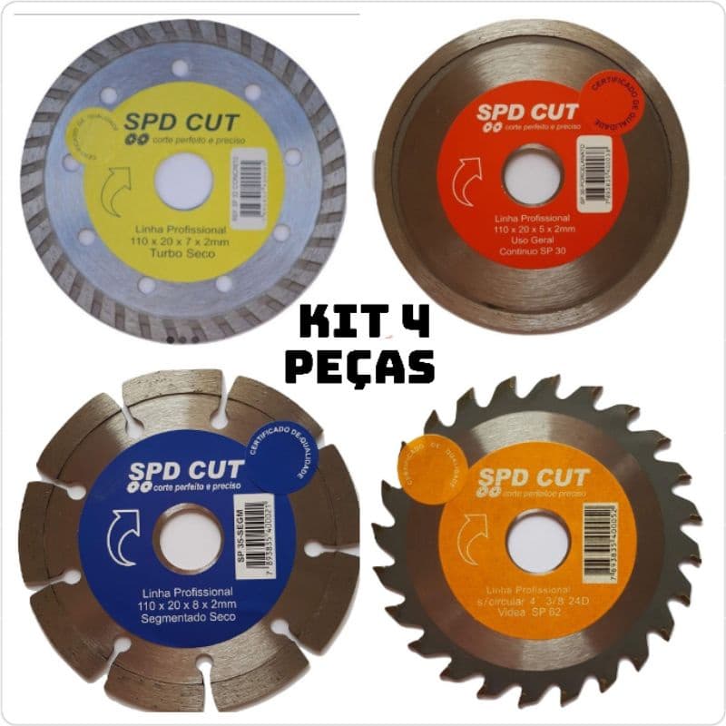 Kit 4 Peças Disco Diamantado + Serra p/ Makita