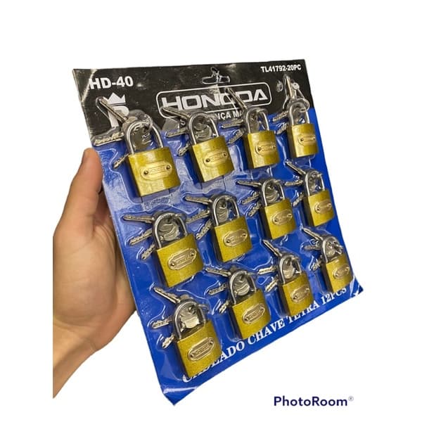 Cartela de Cadeado Tamanho 40mm Chave Tetra C/12 Unidades