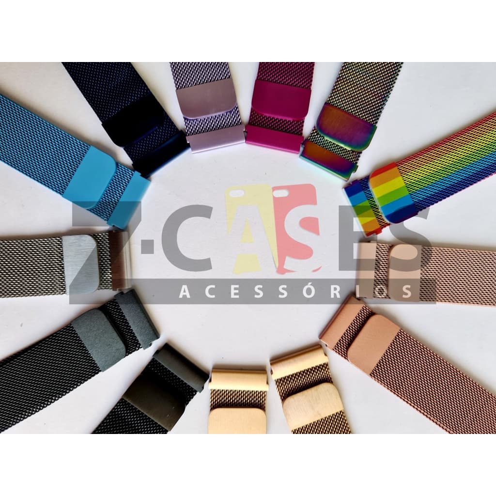 Pulseira Magnética Aço Milanês 20mm Para Galaxy Watch 4 5 6 7 / Active / Amazfit Bip / GTS 1 2 3 4