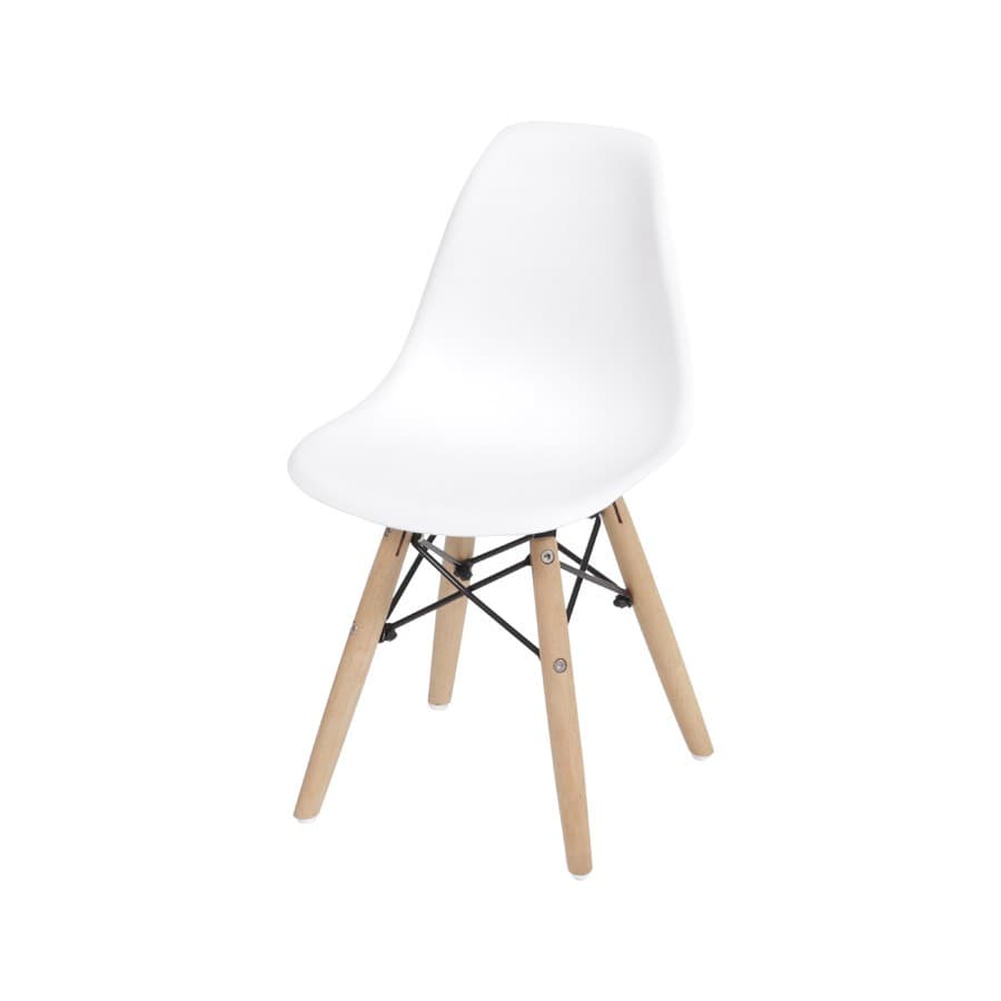 Cadeira de Jantar Infantil Boxbit Eames Branca Base Madeira