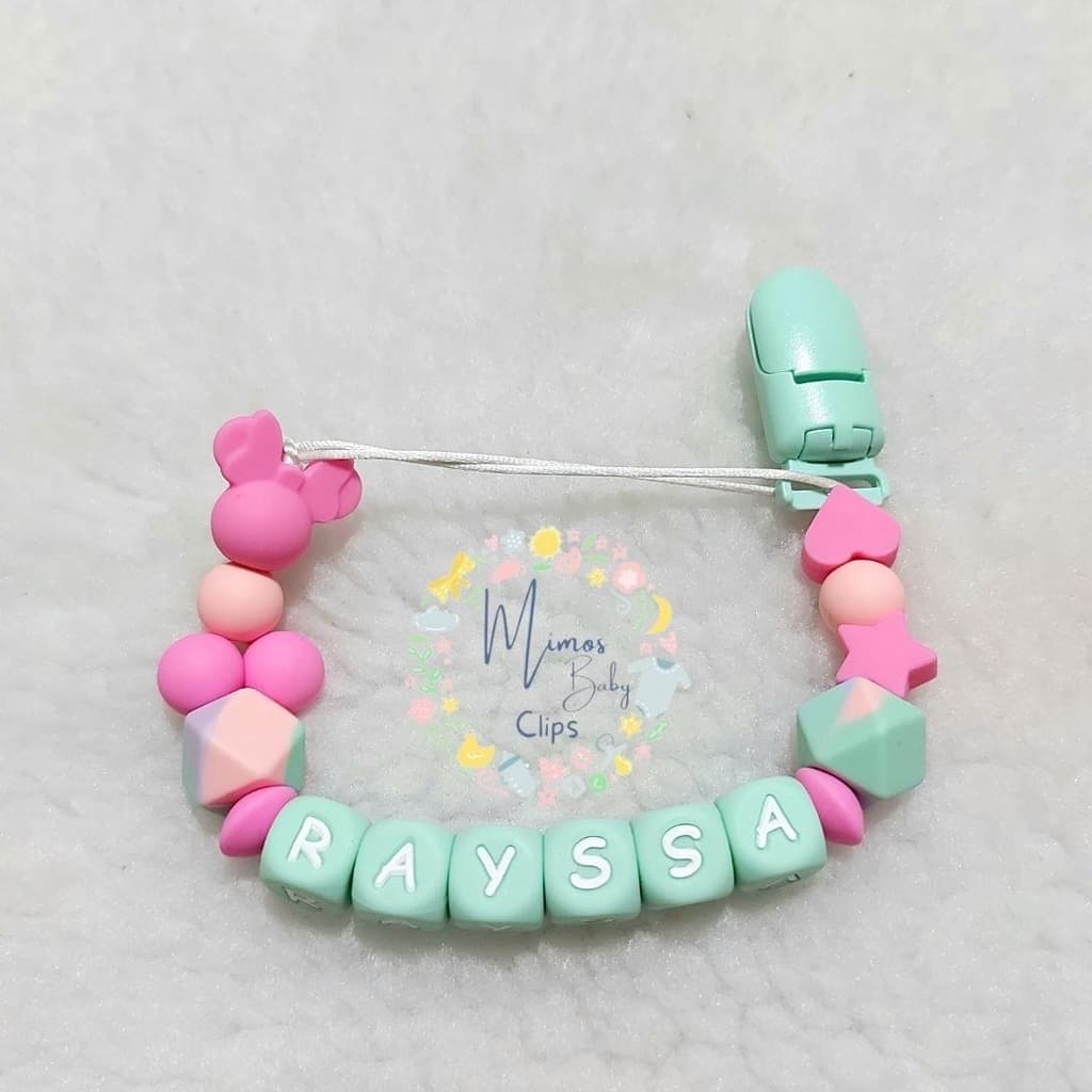 Prendedor de Chupeta e Mordedor Personalizado com Nome em Silicone Minnie
